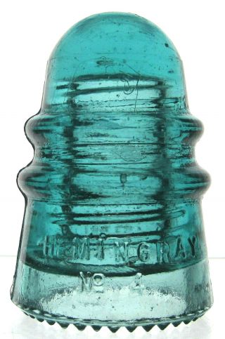 Cd 124 Aqua Hemingray No.  4 Antique Glass Telegraph Insulator Shape
