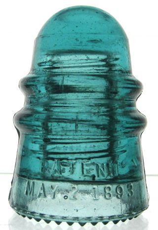 CD 124 Aqua HEMINGRAY No.  4 Antique Glass Telegraph Insulator SHAPE 2
