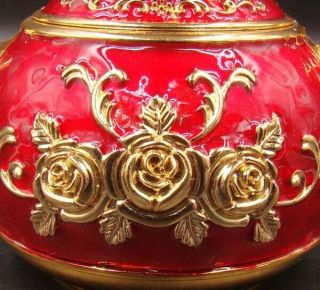 A set Collectible Handmade Brass Gilt Cloisonne Teapot Cup Flower 3