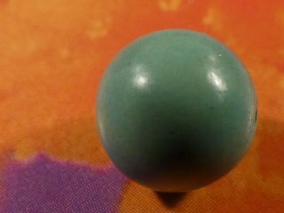 Antique Chinese Deep Blue Grn Turquoise Bead 8.  6 Mm Wide Satiny Smooth