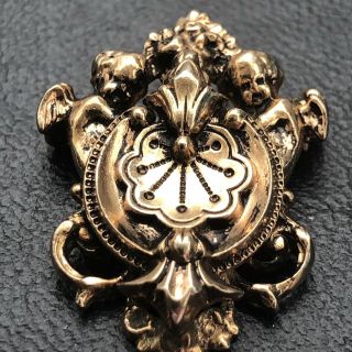 Art Noveau Rare Angels Cherubs Goldtone Brooch Pin Very Unique