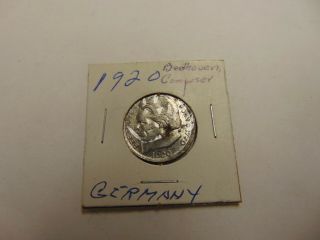 Old Rare Vintage Coin Token 1920 Germany Beethoven Composer Stadt Bonn 50 Pfenni