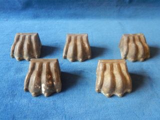 5x Vintage Reclaimed Furniture Brass Claw Feet