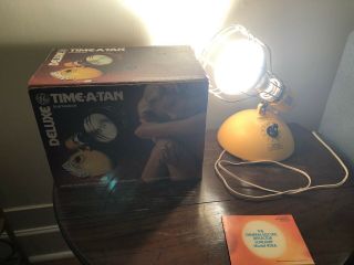 Vintage Ge Deluxe Time - A - Tan Suntanner Tanning Lamp Kit 1980 