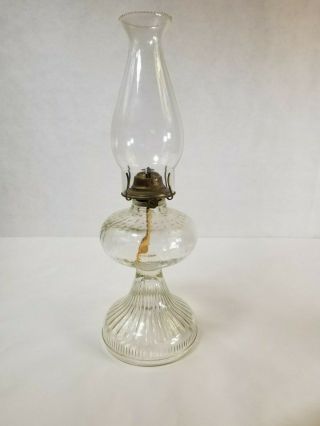 Antique Vintage Kerosene Oil Lamp With Chimney & Brass Eagle Burner