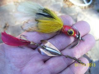 No 6 J T Buel Spinner & Unknown Lead Head Feather/bucktail Minnow With Spinner