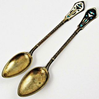 Antique David Andersen Norway Demitasse Sterling Silver & Enamel Spoon