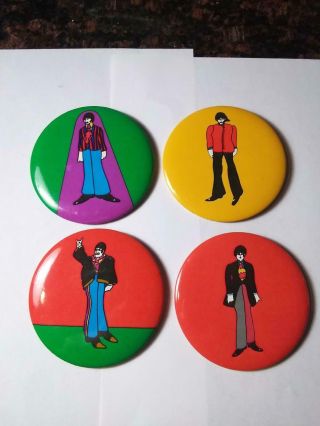 Rare Set Of 4 Mid Century Modern (mcm) Beatles Pins Dated 1968