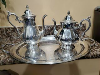 Rare Vintage Silverplate Tea,  Coffee Pot And Serving Tray