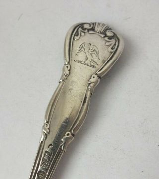 Crested Antique Georgian Kings Husk Sterling Silver Salt Spoon 1829/ 11.  2 cm 2