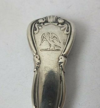 Crested Antique Georgian Kings Husk Sterling Silver Salt Spoon 1829/ 11.  2 cm 3