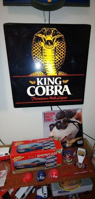 Vintage King Cobra Premium Malt Liquor Beer Bar Sign Lighted (rare)