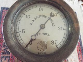 Antique Ashcroft 6 " Steam Gauge Dated April 12,  1898.  A.  A.  Griffing Iron Co.