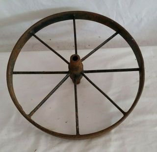 Antique 15 " Diameter Iron/steel Wheelbarrow Wheel Metal Hub,  Spoke,  Rim