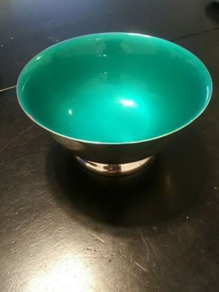 Reed & Barton Silver Plate And Green Enamel Small Bowl - Great For Baby Gift