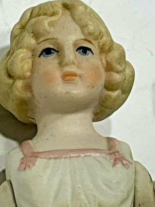 Lovely Antique All Bisque German Little Girl Doll Blonde Hair 2