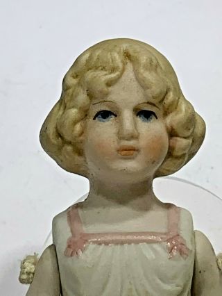 Lovely Antique All Bisque German Little Girl Doll Blonde Hair 3