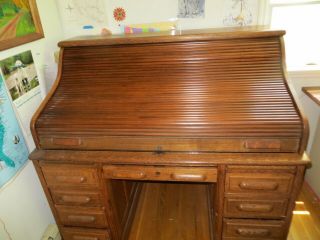 Antique American Oak Roll Top Desk