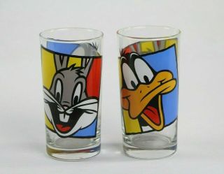 Vintage Rare 1994 Warner Bros Bugs Bunny & Daffy Duck Glasses Set Of 2