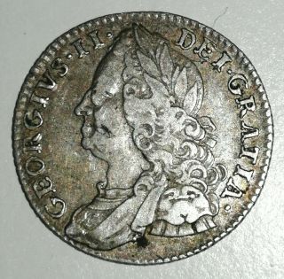 Rare 1757 Britain Silver Sixpence 6d - George Ii - Very Good -