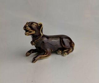 Chinese Antique Porcelain Brown Glaze Figure Of A Hound - Cafe Au Lait Dog C1920
