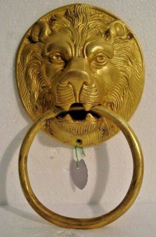 Large - Antique Style Brass Door Knocker - Lion Style - Fully Brass - Rare (930)