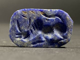 Rare Ancient Sasanian Lapis Lazuli Carved Zoomorphic Bead Seal Circa 224 - 651ad