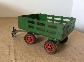 antique Metal Wagon Toy With Wooden Wheels 2