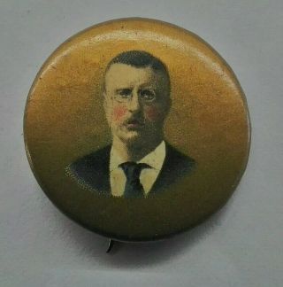 Rare 1 1/4 " 1904 Gold Teddy Theodore Roosevelt Pinback Campaign Button