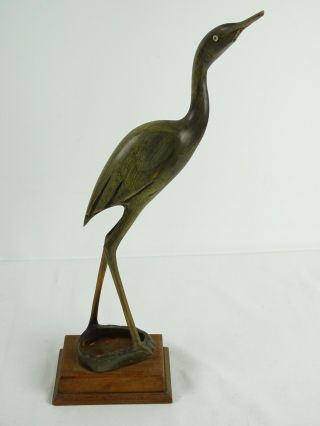 Large Indian Buffalo Horn Carving of a Heron on Teak Stand India mid to 3rd Quar 2