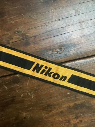 Vintage Nikon Neck Strap Yellow / Black 1 " Wide 3671 Rare
