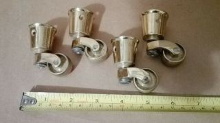 Set Of Four Reclaimed Brass Cup Castors In Id0055