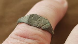 Stunning Very Rare Viking Bronze Ring With Runes.  A Must.  L141r