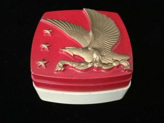 Vintage Hickok Cufflink Box With Eagle And Stars Red White Gold