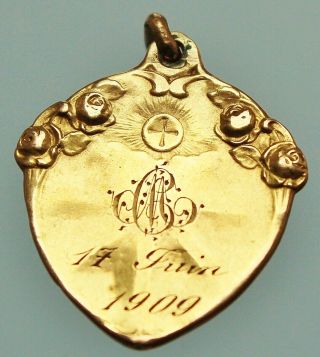 Antique Art Pendant Filled Gold Fix The Holy Chalice The Eucharist By E.  Dropsy