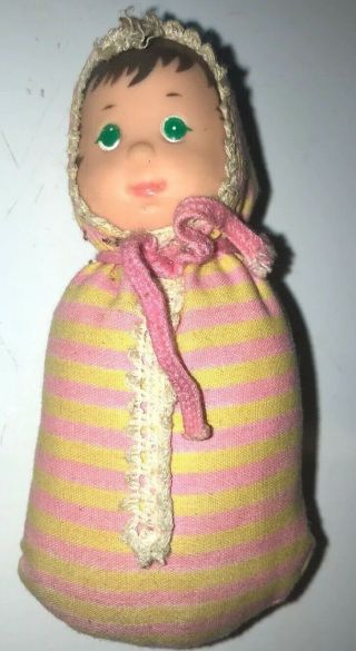 Vintage 1975 Mattel Mama And Baby Beans - 4 " Baby Only Green Eyes Rare Stripes