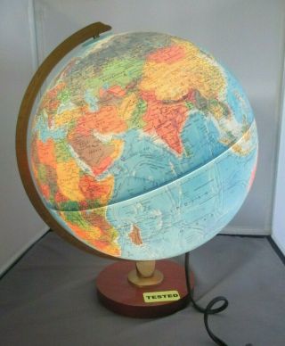 World Globe Scan Globe A/s Denmark Wood Base Lights Up School