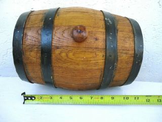Antique Banded Wooden Whiskey Wine Distillery Keg Barrel With Bung 11 1/2 " Tall