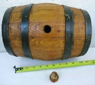 Antique Banded Wooden Whiskey Wine Distillery Keg Barrel With Bung 11 1/2 