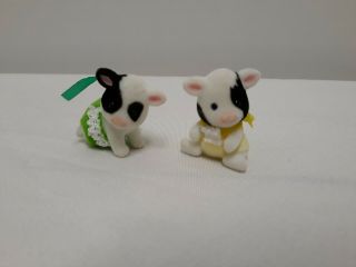Calico Critters Sylvanian Families Rare Retired Htf Baby Friesian Cow Twins