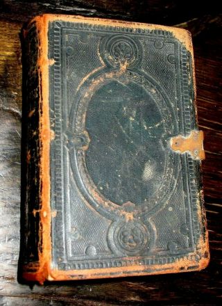 1863 HOLY BIBLE American ANTIQUE Leather POCKET Civil War KING FAMILY Old RARE 2