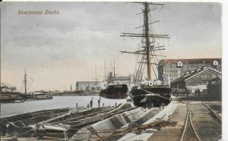 Rare Vintage Postcard,  Sharpness Docks,  Gloucestershire,  1906