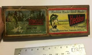 Rare Vintage “heddon “ Fishing Lures All Wood Sign (15 In.  X.  5 1/2 In. )