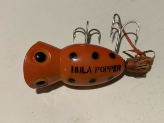 Fishing Lure Fred Arbogast Hula Popper Rare 14 Spot Spotted Orange Bait Vintage