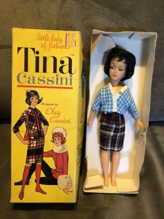 Vintage Tina Cassini Doll 12 " Tall Black Hair - Made In British Hong Kong 1960 
