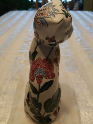 Pair Vintage Chinese Famille Rose Porcelain Ceramic Cat Figure Statue 2