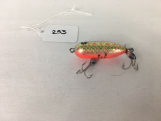 Heddon Tiny Torpedo Orange/yellow Fishing Lure Shrimp Glass Rare Rare Vintage