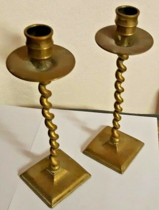 Vintage Brass Candlesticks Barley Twist 10 Inches Tall Ww50