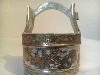 Antique Japanese Satsuma Meiji Porcelain Water Well Bucket