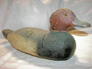 Antique Hand Carved Painted Wood Wooden Duck Decoy Glass Eyes See Pic.